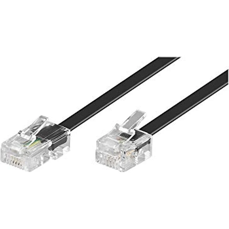 Goobay 68577 Telefonkabel RJ11 Stecker auf RJ45 Stecker Flachkabel RJ11 Kabel für Faxgerät DSL Modem VDSL Router Kabel ISDN DSL Kabel Schwarz 6m – Bild 1