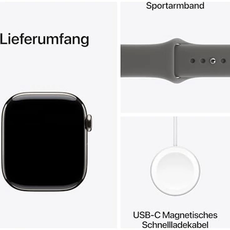 Apple Watch Series 11 Cellular, 42 mm, Titaniumgehäuse Natur, Sportarmband Grau - S/M – Bild 6