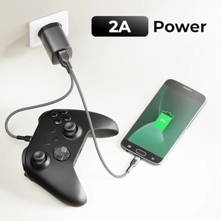 deleyCON Micro USB Kabel, 1m Ladekabel mit USB-A Stecker, 5V/2A Schnellladung, geflochtenes Nylon, für Smartphones, Tablets und Kameras – Bild 7