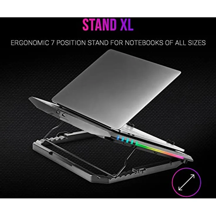 MARSGAMING MNBC5, XL Cooling Base & Stand ARGB, 6 Fans, Smartphone Holder – Bild 4