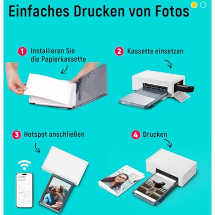 Liene Amber M100, tragbarer Fotodrucker 4x6", Thermosublimation, Wi-Fi, 300 DPI, kompatibel mit iOS/Android – Bild 8