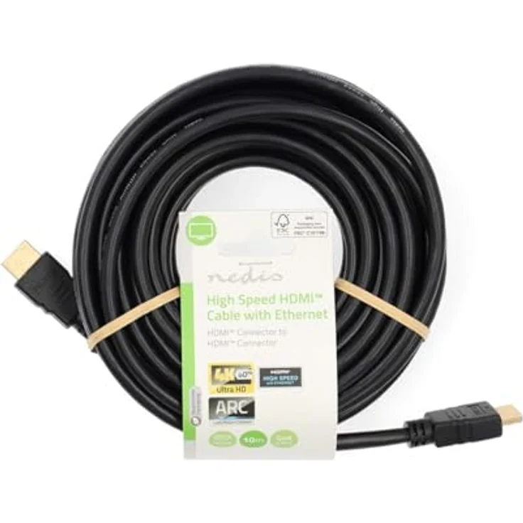 NEDIS High Speed HDMI Kabel mit Ethernet, 4K@60Hz, 18 Gbps, 10m, rund, PVC, schwarz, ARC – Bild 3