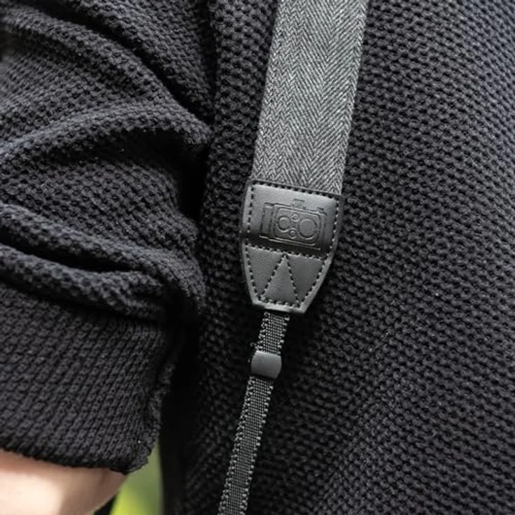 Rollei Kameragurt Schwarz, Verstellbarer Schultergurt 84cm-135cm für DSLR-Kameras bis 10 kg Traglast mit Vintage-Design und hohem Tragekomfort – Bild 5