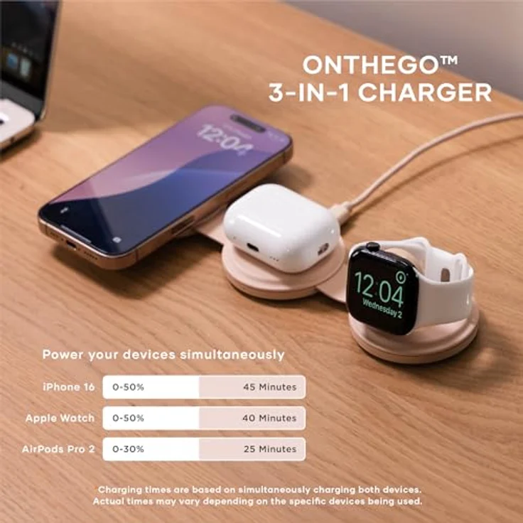 Satechi OntheGo 3-in-1 Wireless Charger mit Qi2 (15 W), Faltbares Design, Rosa – Bild 3