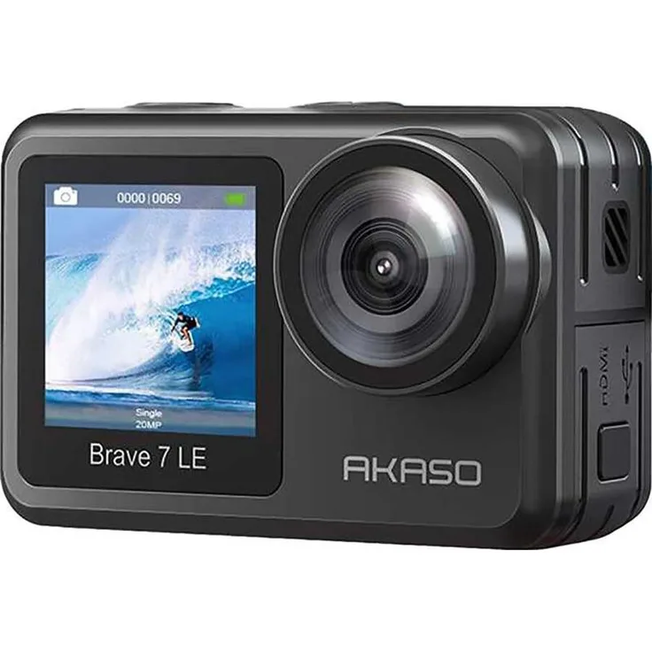 Akaso Brave 7 LE, 4K Action-Cam mit WLAN, IPX7 Wasserbeständigkeit, 6-Achsen-Gyroskop, grau