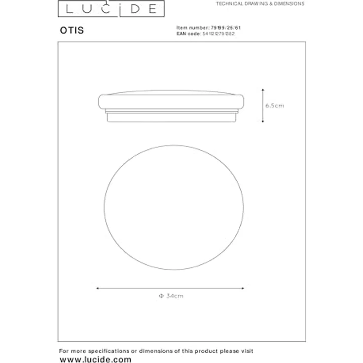 LUCIDE OTIS Deckenleuchte Ø 34 cm LED 1x24W 3000K Opal, smarte Deckenbeleuchtung – Bild 4