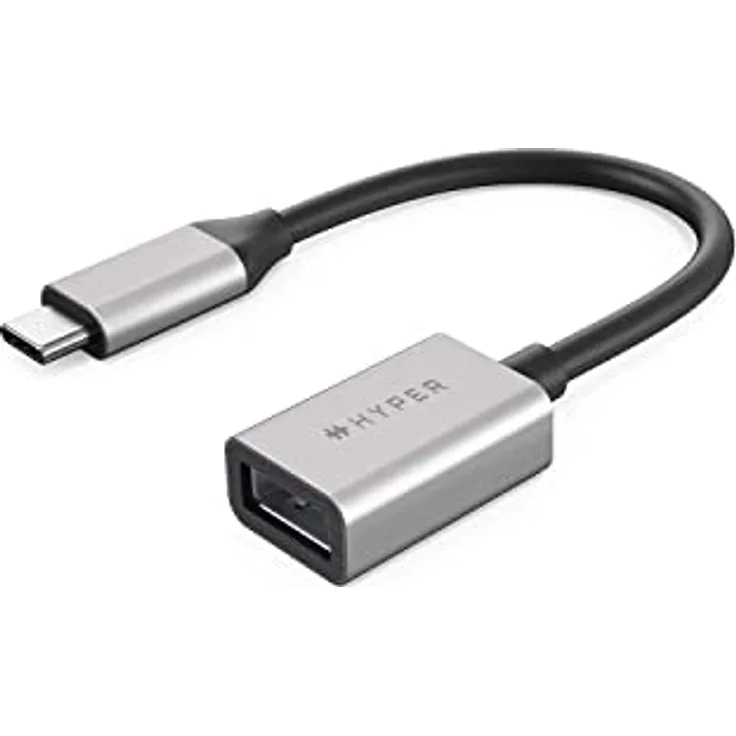 Targus HyperDrive USB-C zu USB-A Adapter, 10Gbps Datenübertragung, ultraportabel, Aluminiumgehäuse, Schwarz/Silber