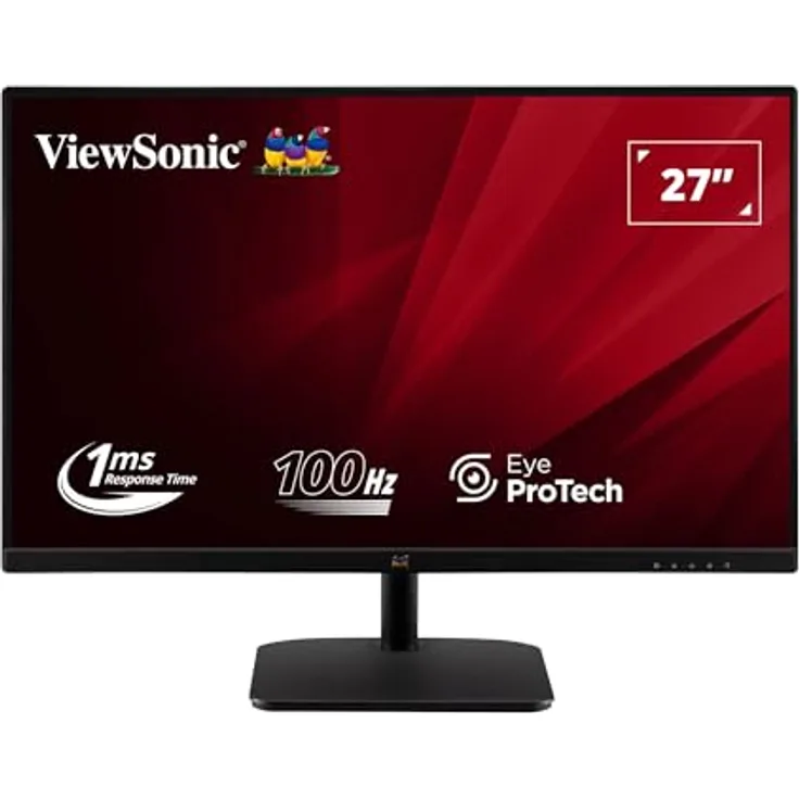 ViewSonic VA2732-H-2, 27 Zoll FHD Monitor mit 100Hz, 1ms Reaktionszeit, IPS Panel, Flimmerfrei, Low Blue Light, HDMI, VGA