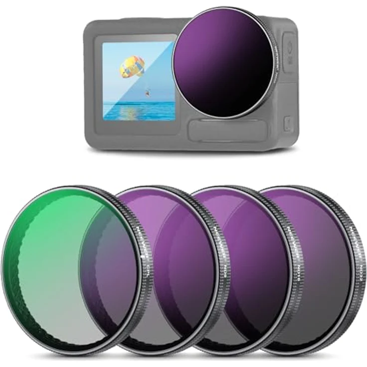 NEEWER Snap On ND Filter Set für DJI Osmo Action 5 Pro/4/3, 4er Pack ND8+ND16+ND32+CPL, HD Glas, praktische Montage, nicht kompatibel mit Osmo Nano – Bild 1