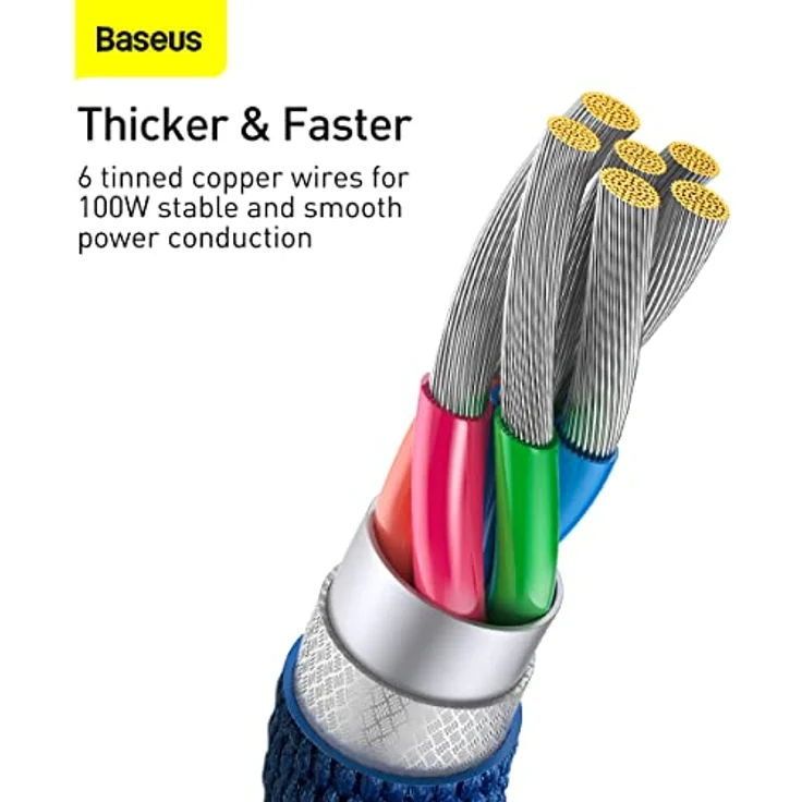 Baseus Crystal Shine Serien Kabel USB auf USB-C, 100W, 1,2m, blau, Schnelllade- und Datenübertragungskabel – Bild 3