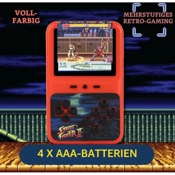 Fizz creations Street Fighters 2 Champion Edition, Retro Handheld Spielekonsole mit farbigem Display und 12 klassischen Charakteren – Bild 5