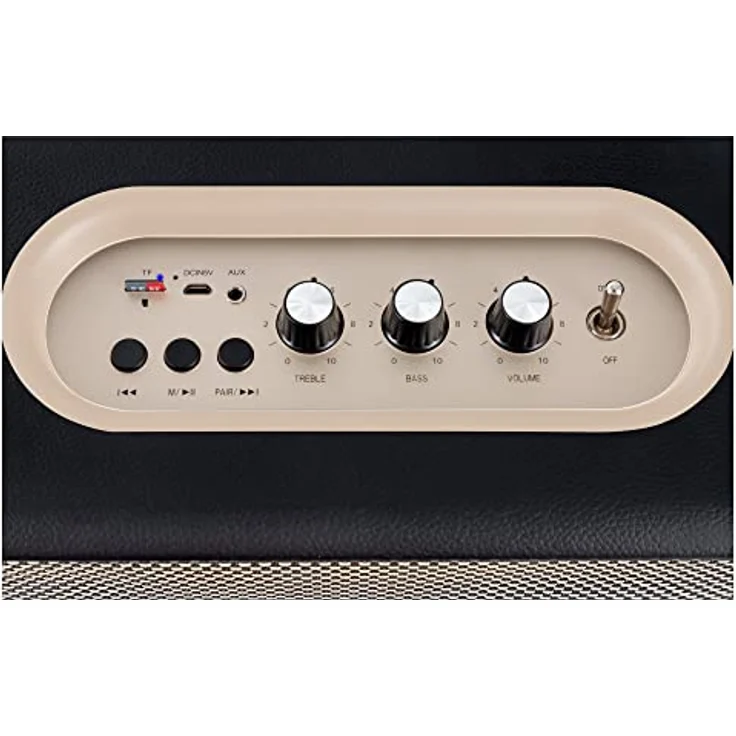 Bennett & Ross BB-820BK Blackmore Junior Version 2020 - Retro Bluetooth Lautsprecher in Lederoptik mit 5200 mAh Akku - Vintage Speaker mit 20W - MicroSD-Eingang mit MP3-Player - Aux-in - Schwarz – Bild 5