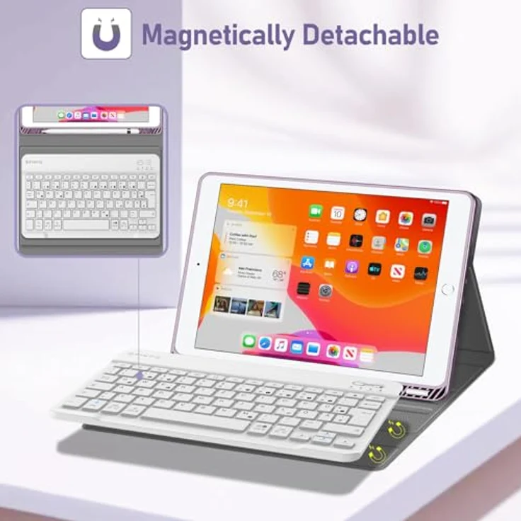 Fintie Tastatur Hülle für iPad 10.2 Zoll (9/8/7 Generation - 2021/2020/2019), Lavendel, magnetisch Abnehmbare Tastatur, Pencil Halter – Bild 4