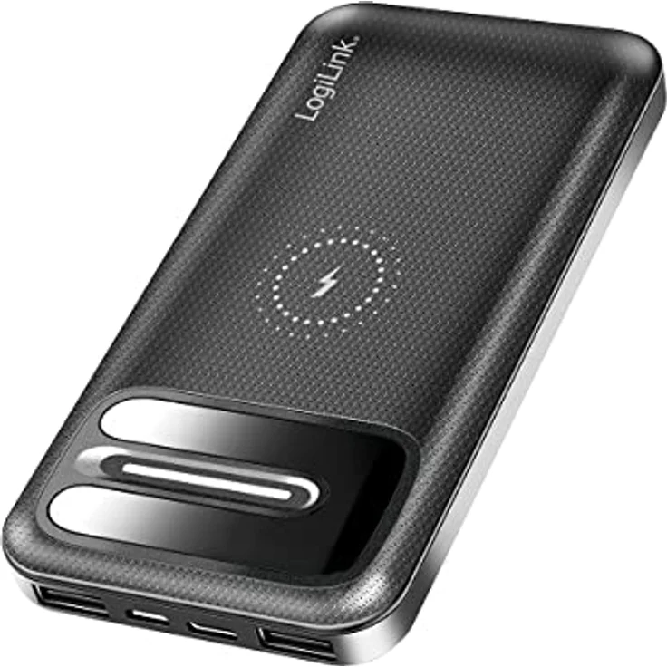 Induktions-Powerbank mit 8000 mAh, kabelloses Laden für QI-fähige Geräte, zusätzliches Aufladen per USB (1x Typ-C, 1x Micro-USB) – Bild 1