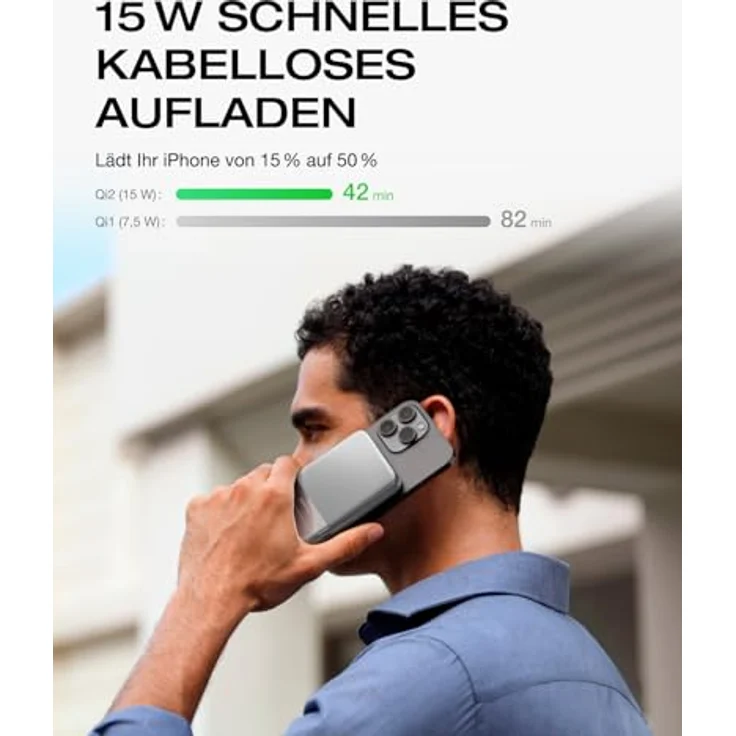 EF ECOFLOW Rapid Magnetische Powerbank 5000 mAh Silber, kabelloses tragbares Ladegerät, 30 W Schnellladender Batteriepack mit USB-C-Kabel, kompatibel für iPhone 16/15/14/13/12 Serie – Bild 2