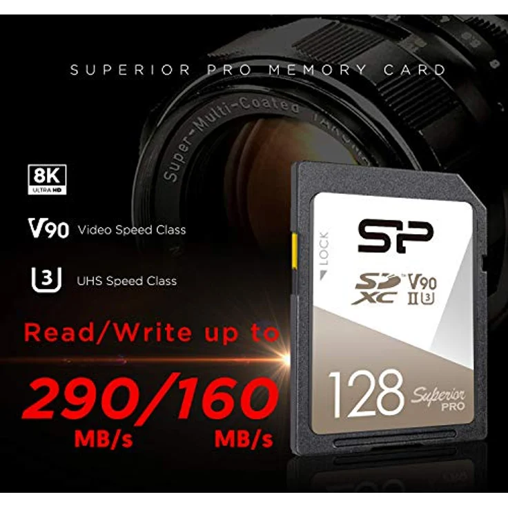 SP Silicon Power SP128GBSDXJA2V10 SDXC-Karte, 128 GB, UHS-II, U3, V90, 8K Ultra-HD, lese bis zu 290 MB/s, 5 Jahre Garantie – Bild 2