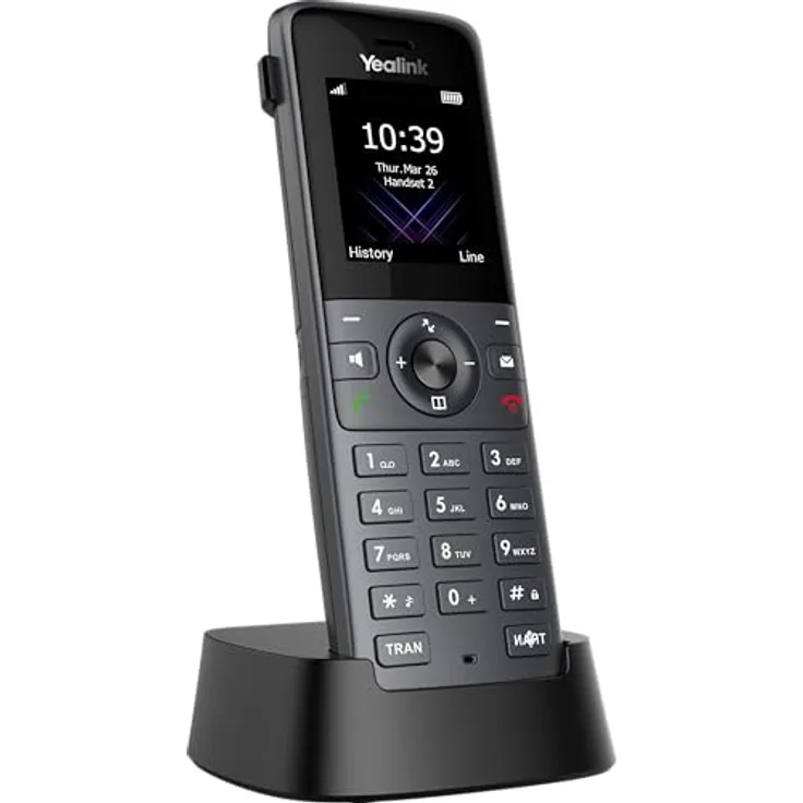 Yealink W74h DECT Mobilteil, VoIP-Telefon mit 1,8-Zoll TFT-Farbdisplay, HD-Sprachqualität, 24 Stunden Gesprächszeit, Bluetooth und Vibrationsfunktion
