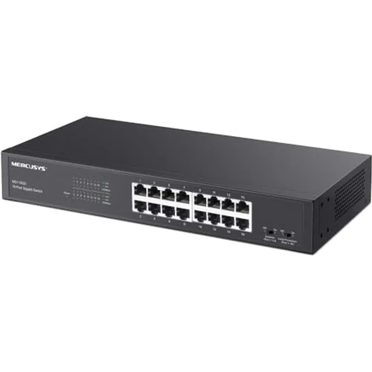 Mercusys MS116GS, 16-Port Gigabit Switch, Unmanaged, Plug & Play, isolierter Client-Datenverkehr, robustes Metallgehäuse, 294 x 140 x 44 mm