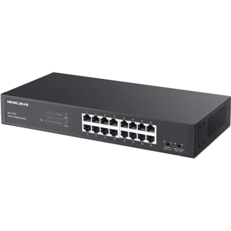 Mercusys MS116GS, 16-Port Gigabit Switch, Unmanaged, Plug & Play, isolierter Client-Datenverkehr, robustes Metallgehäuse, 294 x 140 x 44 mm