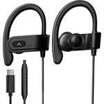 Avantree C171 - Kabel USB C In Ear Kopfhörer und Mikrofon für Sport und Joggen mit Over Ear Ohrhörern und Inline Lautstärkeregler, kompatibel mit Samsung Galaxy, Android und Anderen Typ C Smartphones