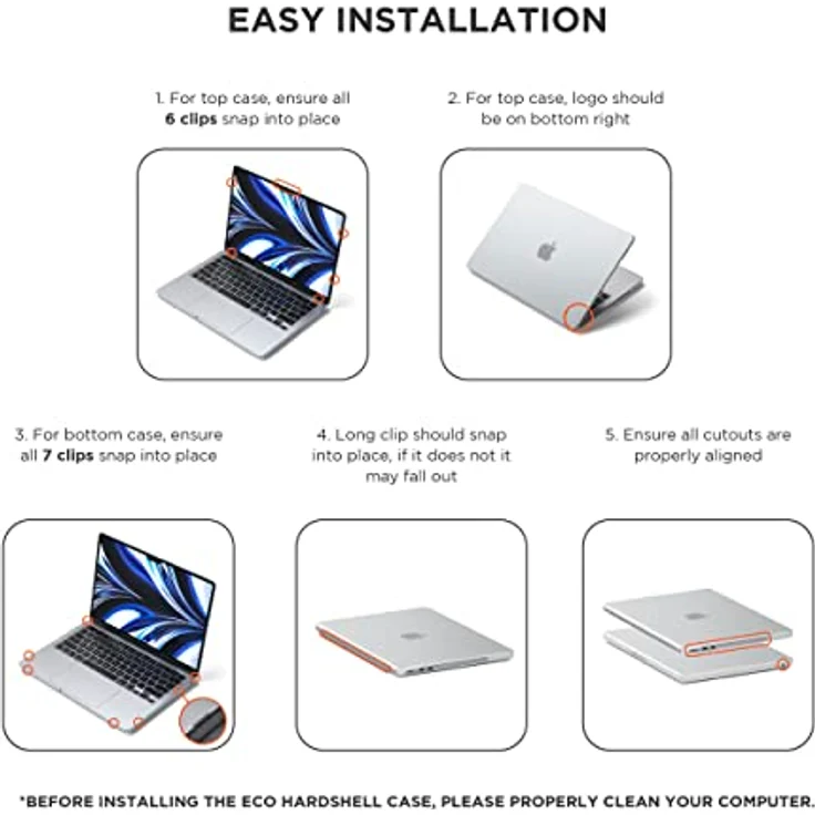 SATECHI Eco Hardshell Case - Kompatibel mit MacBook Air Case (M2, 2022) Modell A2681 – Leicht und Schlank – MacBook-Hub und Adapter-freundliches Design (Transparent) – Bild 3