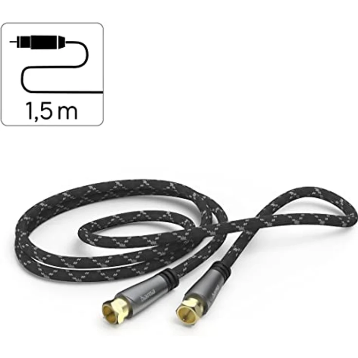 Hama Antennenkabel 1,5 m, F-Stecker auf F-Stecker, schwarz-grau, Versandkostenfrei – Bild 3