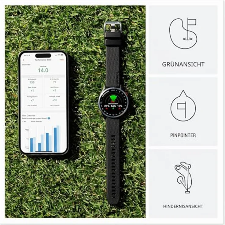 Garmin Approach S44, GPS Golf-Smartwatch mit 1,2" AMOLED Touchscreen, 4 GB Speicher, 42 g – Bild 3