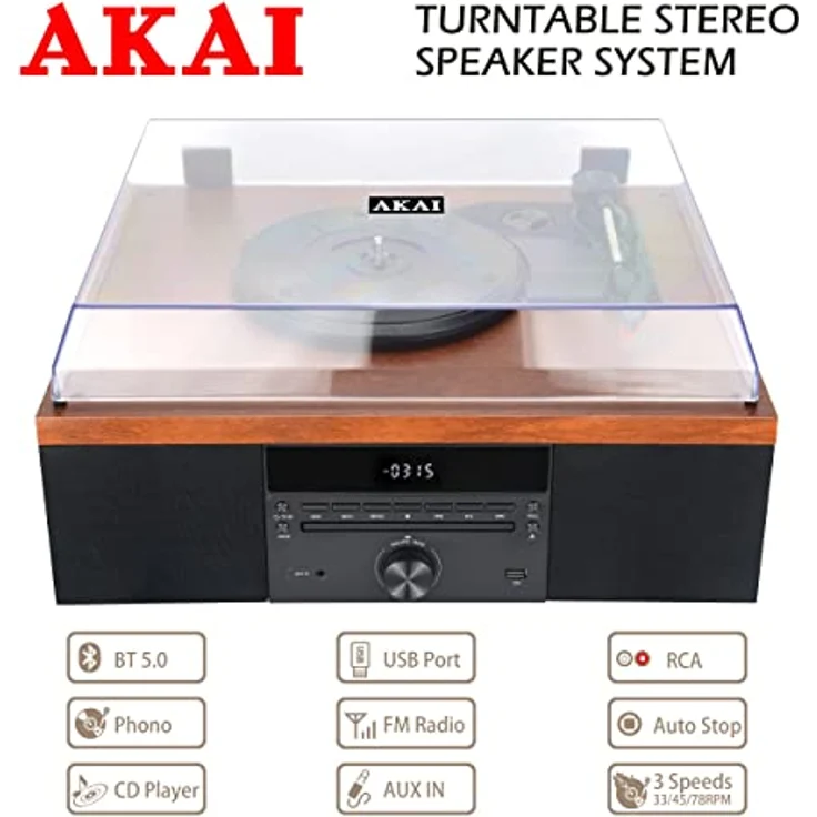 Aiwa Turntable Aiwa GRAMOPHONE WITH BT, Plattenspieler, Braun – Bild 7