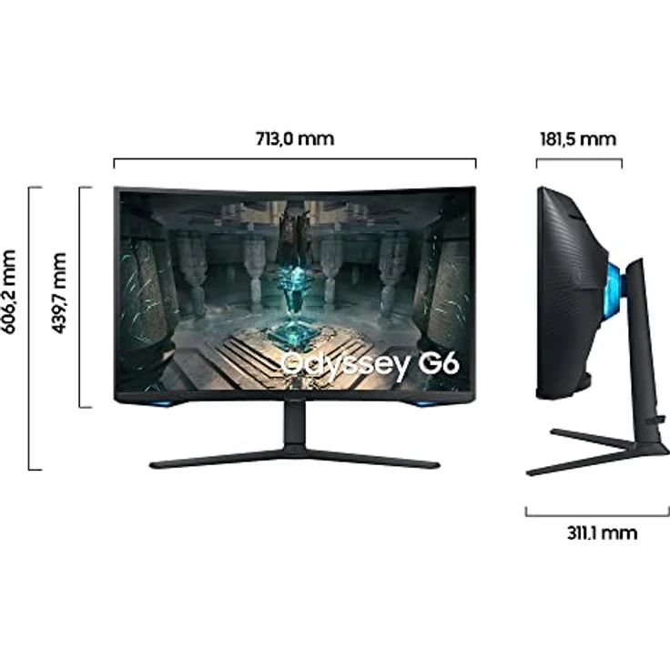 Samsung Odyssey G65B Smart Gaming Monitor S32BG650EU, 32 Zoll, VA-Panel, WQHD-Auflösung, AMD FreeSync Premium Pro, 1000R Bildschirmkrümmung, 1 ms Reaktionszeit, 240 Hz, Schwarz – Bild 2