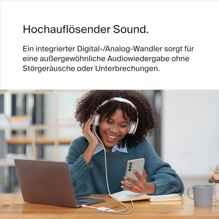 Belkin RockStar USB-C Audio + Charge Adapter, 2-in-1 Audio- und Ladeadapter mit 60W Power Delivery, 24 pin USB-C männlich zu weiblich, 14 m, weiß – Bild 4