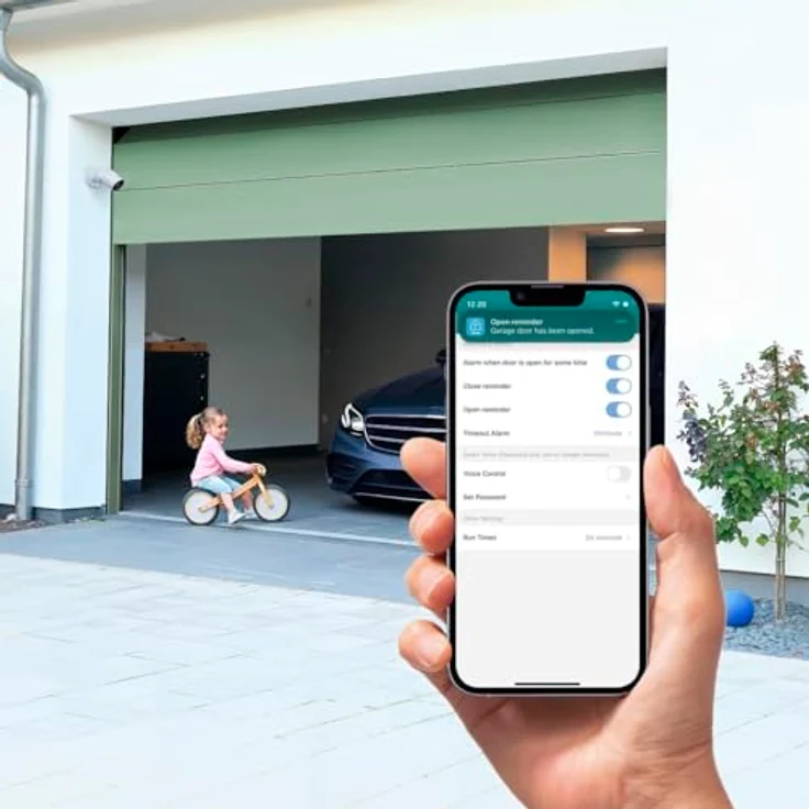 Hama Smart Garagentoröffner, App-gesteuertes WLAN-Modell mit Push-Nachrichten und Sprachsteuerung, Schwarz – Bild 5