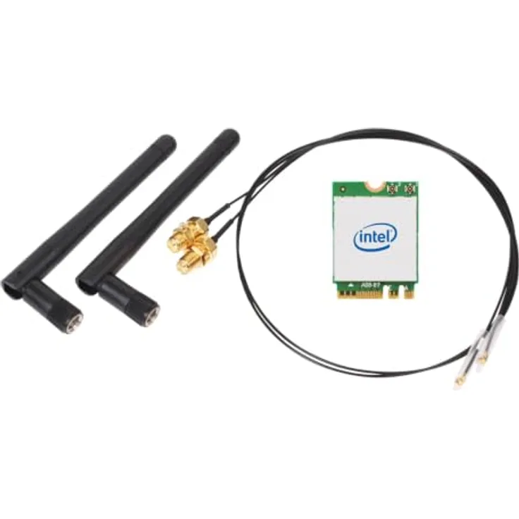 Shuttle WLN-M22 - Intel WLAN-AX210/Bluetooth Combo Kit, M.2 Karte, Wi-Fi 6E (802.11ax), 2400 Mbit/s, mit externen Antennen und Kabeln
