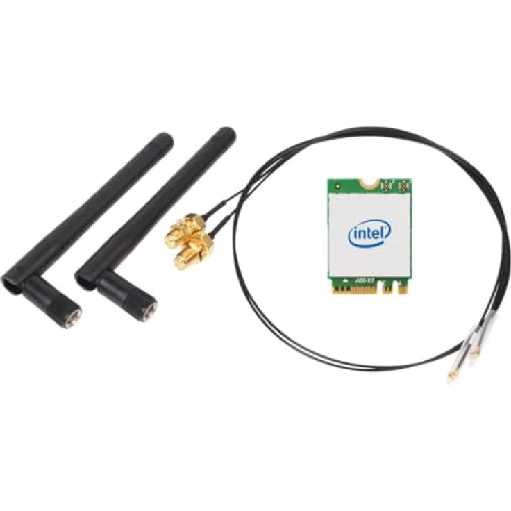 Shuttle WLN-M22 - Intel WLAN-AX210/Bluetooth Combo Kit, M.2 Karte, Wi-Fi 6E (802.11ax), 2400 Mbit/s, mit externen Antennen und Kabeln – Bild 1