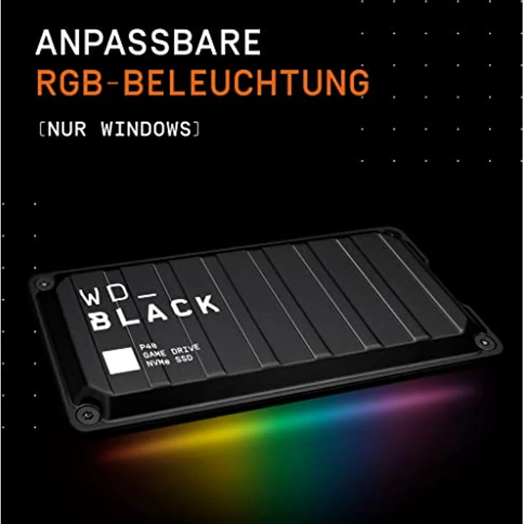 WD_BLACK P40 Game Drive SSD 500 GB externe SSD (WD_BLACK Dashboard, 2.000 MB/s Lesen, 1.950 MB/s Schreiben, SuperSpeed USB 3.2 Gen2x2, 5 Jahre Garantie) Schwarz - auch kompatibel mit PC, Xbox und PS5 – Bild 4