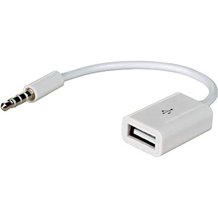 AKYGA AK-AD-24 Kabel Adapter Mini Jack 3.5 auf USB-Buchse weiß – Bild 2