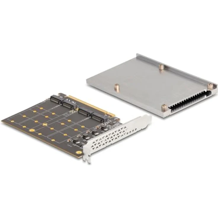 DeLOCK Schnittstellenkarte PCI Express x16 auf 4x intern NVMe M.2 Key mit Kühlkörper und LED-Anzeige, schwarz – Bild 6