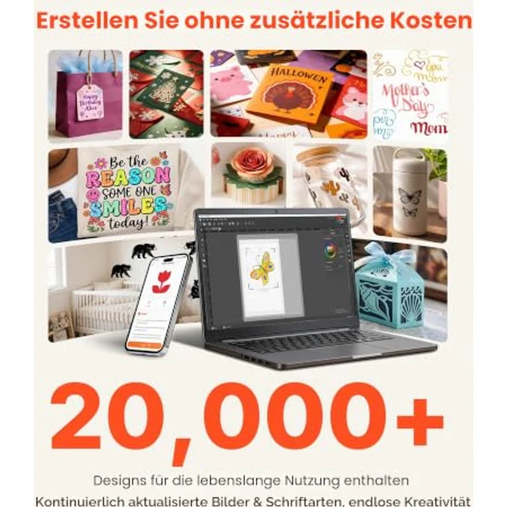 VEVOR Vinylschneidemaschine 30 cm, Schneideplotter mit Tastensteuerung, kompatibel mit Mac/Windows/Android/iOS, ideal für Bastelarbeiten und Wohnaccessoires – Bild 3