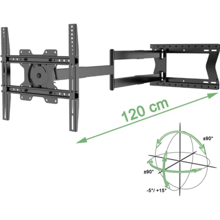 XTRARM TiTon 120 cm TV Wandhalterung, drehen, rotieren, 40kg, VESA max.400x400mm in schwarz – Bild 2