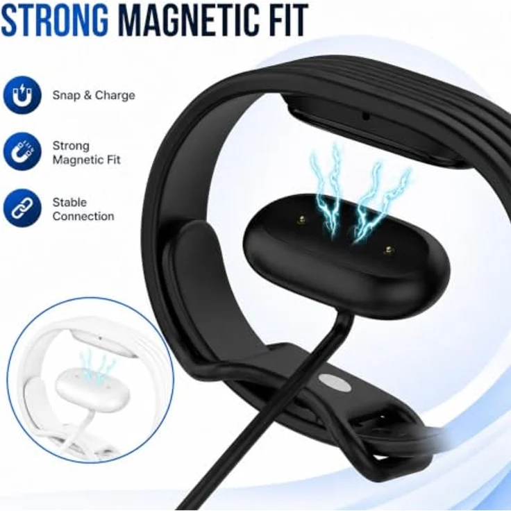 Wigento Ladekabel für Google Fitbit Air, magnetisch mit Ladebase, 1 Meter, Schwarz – Bild 6