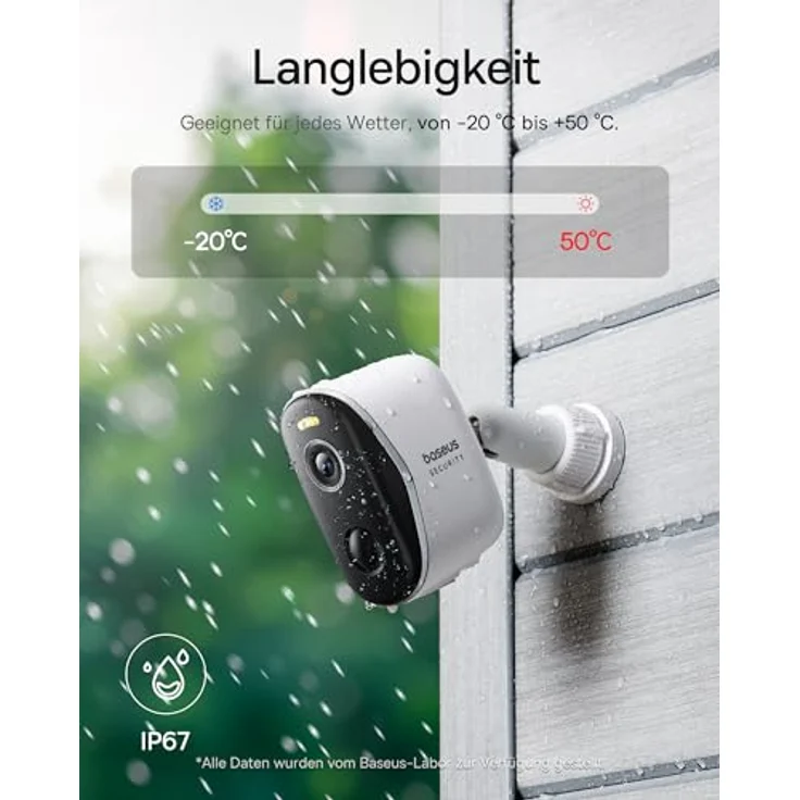 Baseus Security Überwachungskamera Aussen Akku 210Tage 2K HD 145 Grad IP67 Wetterfest Nachtsicht Kamera Überwachung Kabellos WLAN 16GB Lokal Speicher Menschen und Bewegungsmelder - N1 2-Cam Kit – Bild 5