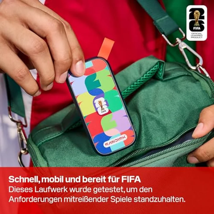 SanDisk 1 TB FIFA World Cup 2026 Portable SSD, bis zu 800 MB/s, inklusive USB-C-auf-A-Kabel, Fallschutz aus 2 m Höhe, kompatibel mit Laptops und Android-Geräten – Bild 4