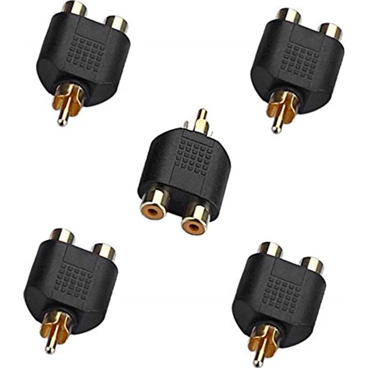 Sienoc 5 PK Audio-Adapter Chinch Cinch-Stecker auf 2x Cinch-Kupplung Y-Adapter Verteiler – Bild 2
