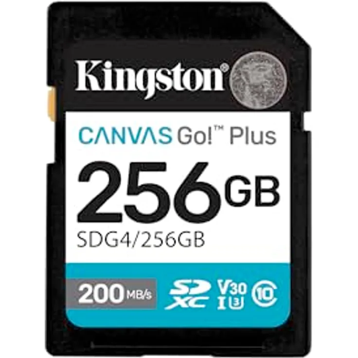 Kingston Canvas Go Plus SDXC Speicherkarte Gen4 200MB/s C10 UHS-I U3 V30 256GB in Schwarz