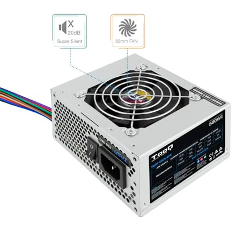 TooQ TQEP-500S-SFX- Netzteil (500W, ATX 12V V1.3) silberfarben – Bild 3