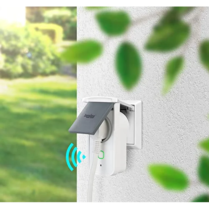 Luminea Home Control SF-550 Zeitschaltuhr: WLAN-Outdoor-Steckdose, HomeKit-fähig, App, Sprachbefehl, Strommessung (Wlansteckdosen) – Bild 3