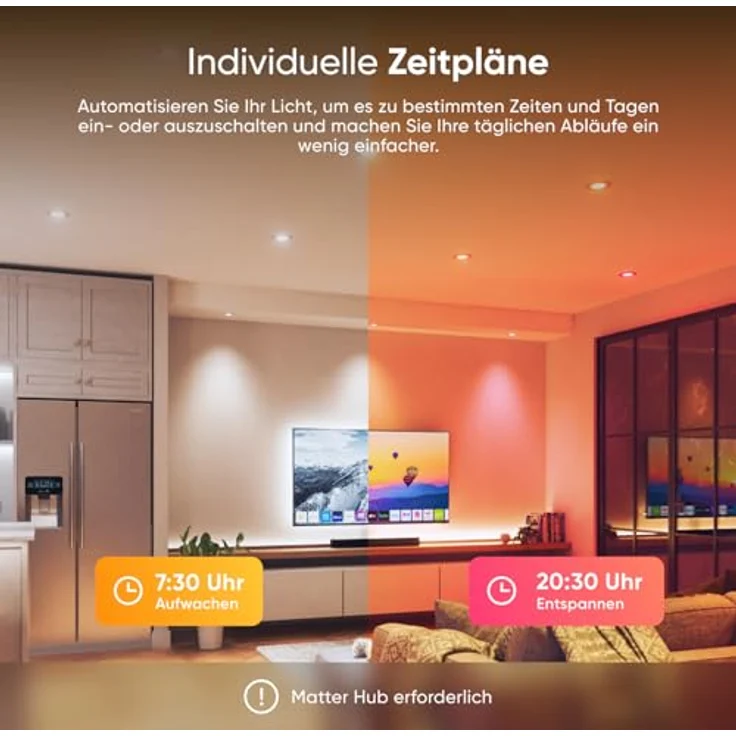 Nanoleaf Matter Einbaustrahler RGBCW, 4 Smarte & Dimmbare LED Glühbirnen, 550 Lumen, WLAN/Bluetooth, Kompatibel mit Alexa & Apple, 75-85 mm Ausschnitt – Bild 3
