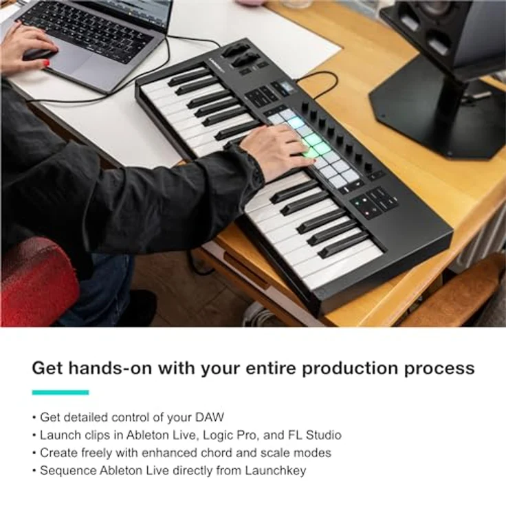 Novation Launchkey 37 [MK4] MIDI-Controller-Keyboard mit DAW-Integration, 37 Tasten, 8 Drum-Pads und Arpeggiator, inkl. Musikproduktions-Software-Bundle – Bild 2