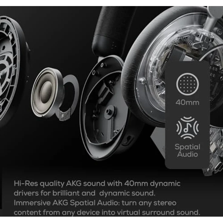 AKG N9 Wireless Over-Ear Noise Cancelling Kopfhörer, mit Zoom-zertifizierter Anrufqualität, Schwarz – Bild 3