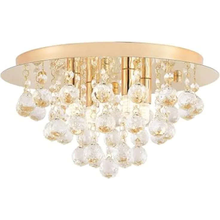 Lindby Deckenlampe 'Gillion' in Gold/Messing aus Kristall (4 flammig, G9) - Wohnzimmerleuchte, Deckenleuchte