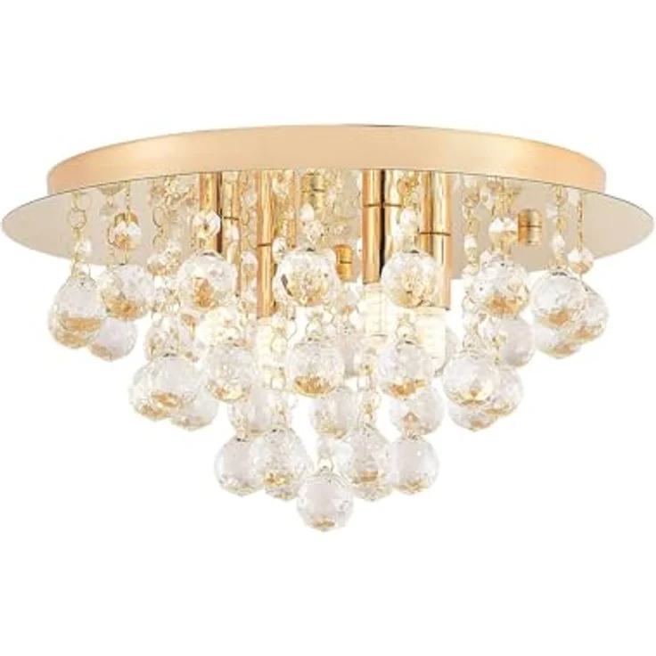 Lindby Deckenlampe 'Gillion' in Gold/Messing aus Kristall (4 flammig, G9) - Wohnzimmerleuchte, Deckenleuchte – Bild 1